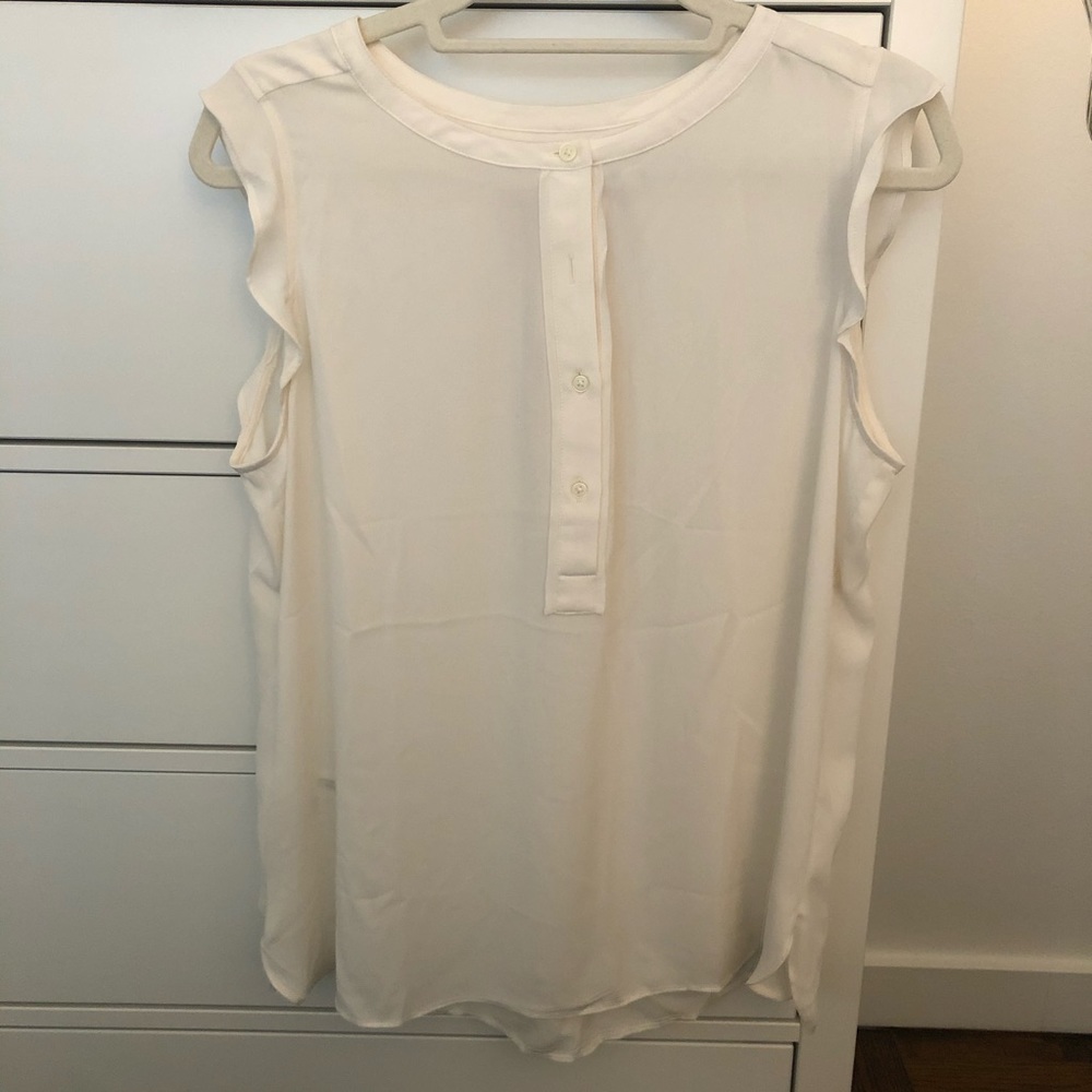 NWT LOFT Ruffle Sleeve Shell (White)